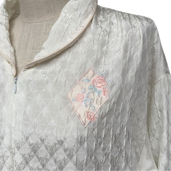 Vintage Christian Dior White Quilted Lounge Dress, fits M/L - Picture 1 of 11